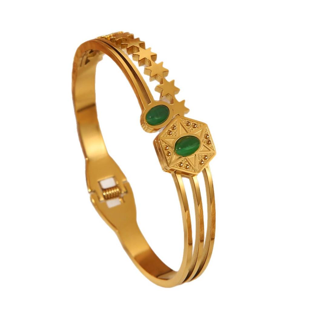 Gold-Plated Zircon Vintage Women's Bracelet - Light Luxury Fashion