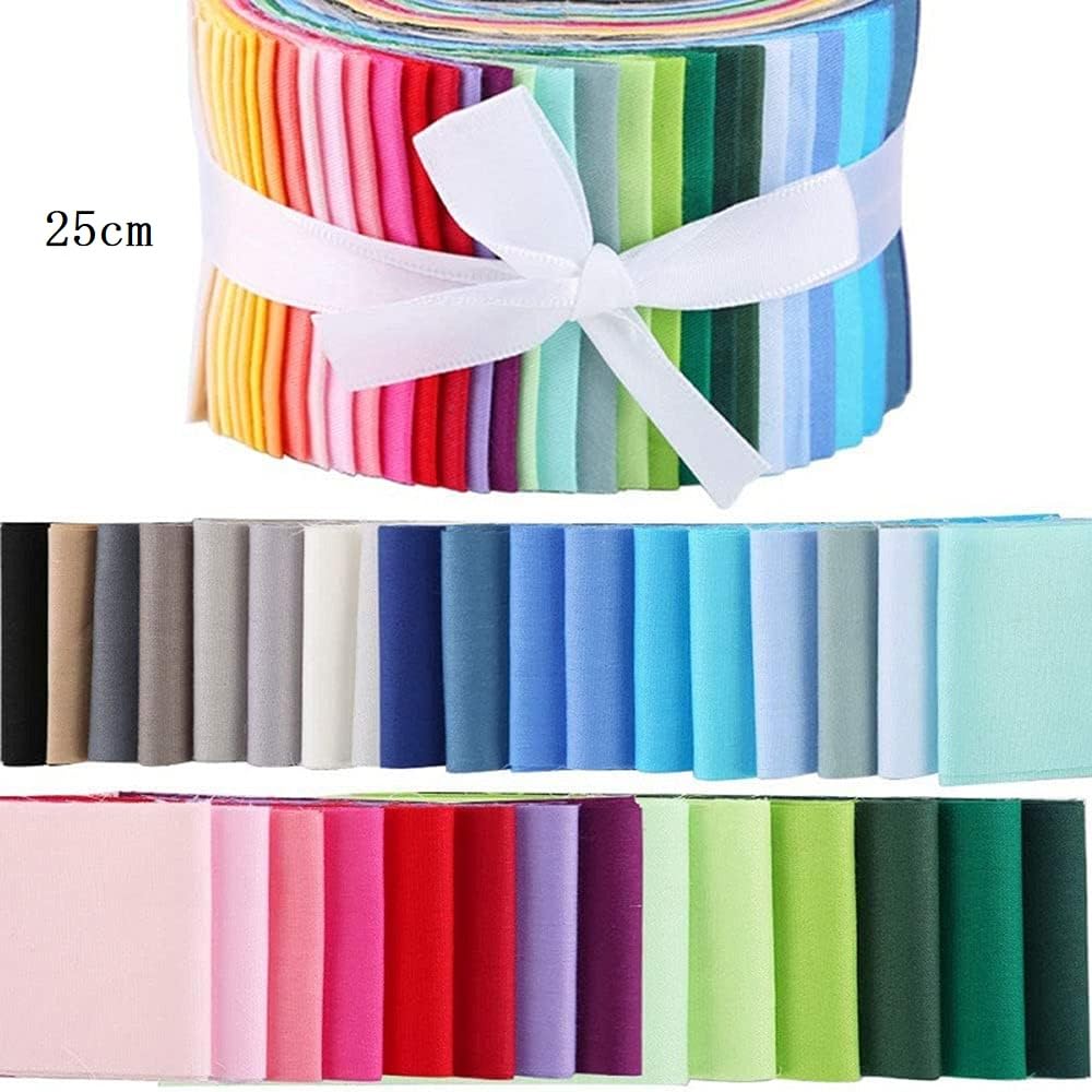 misaki Fabric Simple Solid Cotton Cut for and More Scraps, 50-Color Set, Fabric, Cloth, Stylish, 25cm, Crafts, DIY, Patchwork,