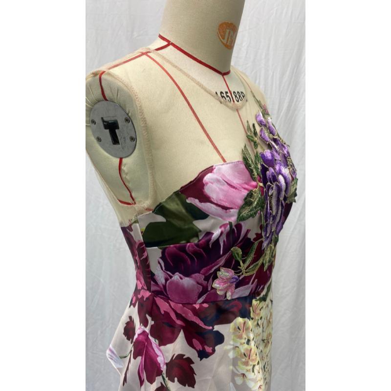Women Sleeveless Sheer Illusion Neck Floral Embroidery Satin Peplum Mermaid Maxi Dress Elegant Evening Cocktail Prom Wedding Guest Formal Party Gown