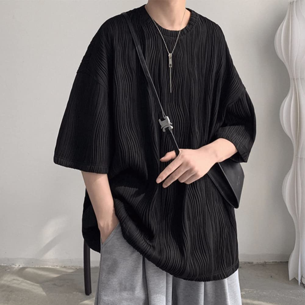 Summer Short Loose Large Big Round Soft to the [foveitaa] Clothes, Men's T-Shirt, Sleeve, Fit, Size, T, 5/8 Sleeve, Cool, Plain, Popular, Casual,