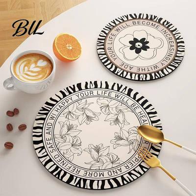 Coffee Cup Coaster Retro Diatomite Heat-Resistant Placemat Quick-Dry Absorbent Mat for Pot Holder Cups Mugs Bowls Non-Slip Reusable Elegant