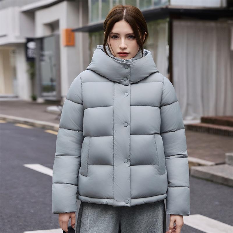 Simple European and American sports style down cotton clothes women's thermal hooded jacket autumn and winter thick jacket puff down cotton clothes