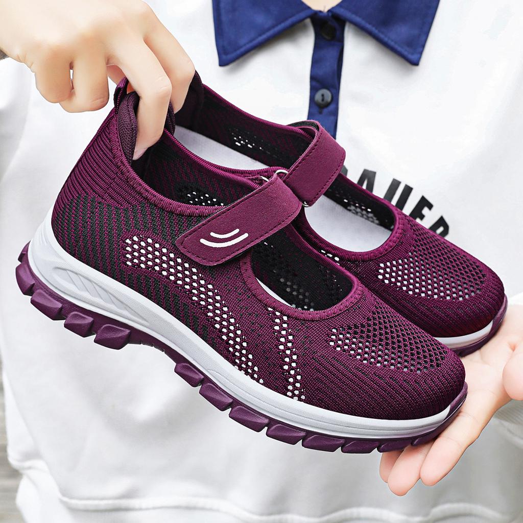 Scarpe da Donna Scarpe Singole Scarpe Primavera Donna di Mezza Età Velcro Fondo Morbido Traspiranti Scarpe da Donna Casual Casual Morbide Per Camminare Tutto il Giorno Sneakers