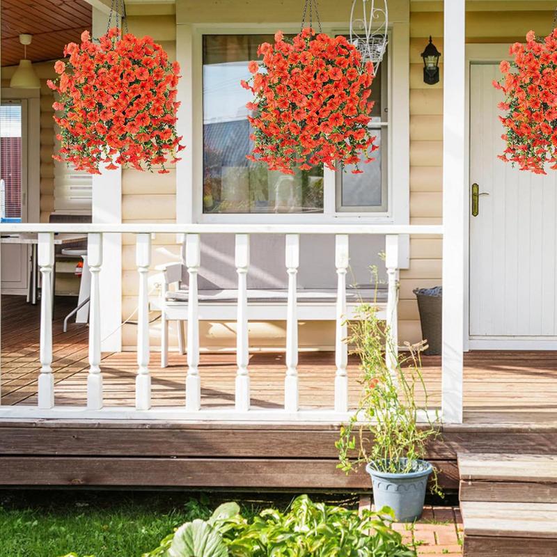 2Pcs Artificial Morning Glory Eucalyptus UV Resistant Hanging Decor for Wedding Home Garden Outdoor Indoor Durable Decorations