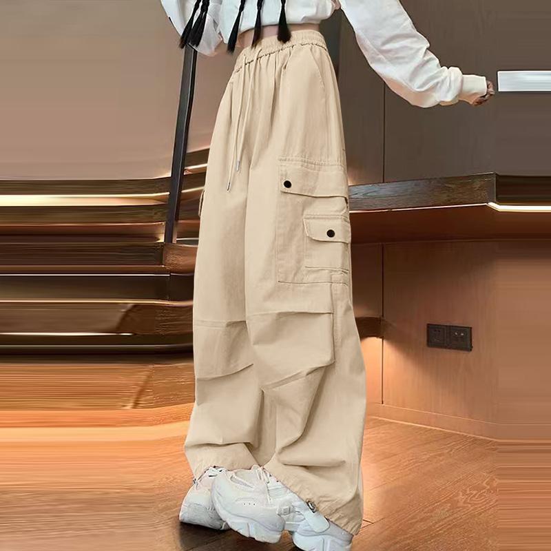 ZANZEA Women Elastic Waist Loose Casual Long Cargo Pants