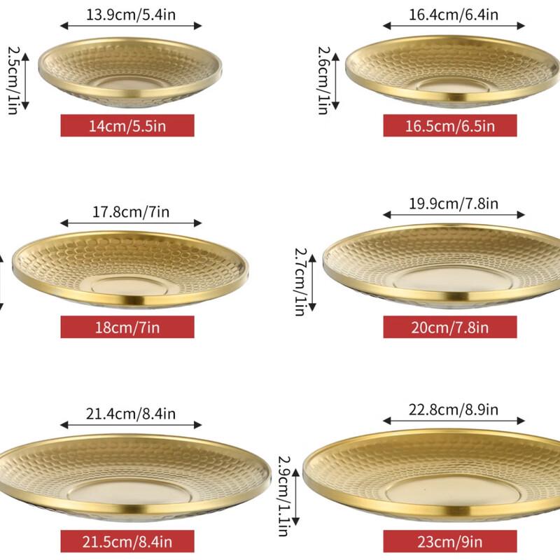 

Abay Gold Stainless Steel Hammered Diamond Serving Plate Set