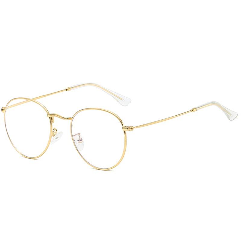 Vintage Round Glasses Clear Lens Fashion Gold Metal Frame Eyewear Optical Men Women Eyeglass Frame Fake Glasses