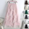 Tulle Skirt for Women Elastic High Waist A Line Long Tutu Fairy Skirt Flowy Layered Tiered Maxi Skirt