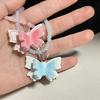 Fashion Resin Beaded Choker Sweet Butterfly Pendant Necklace Simple Collar Necklace Elegant Clavicle Chain Jewelry