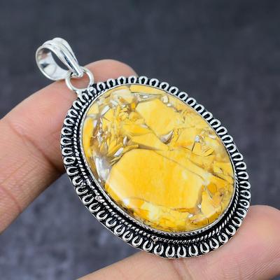 Natural Mookaite Gemstone Handmade 925 Sterling Silver Gift Pendant 2.44" l7R14