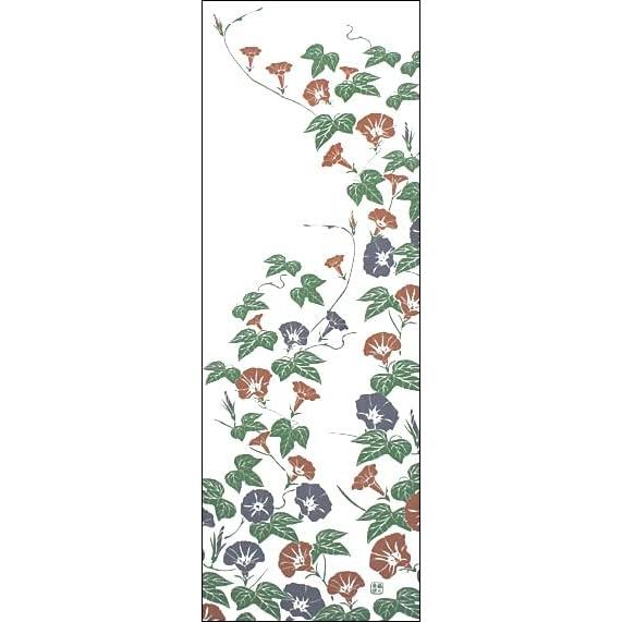 Somenbo Tenugui Towel Morning Glory Soft Red - Hand-dyed, 100% Cotton, Tokuoka Fabric, Made in Japan, 35cm x 100cm