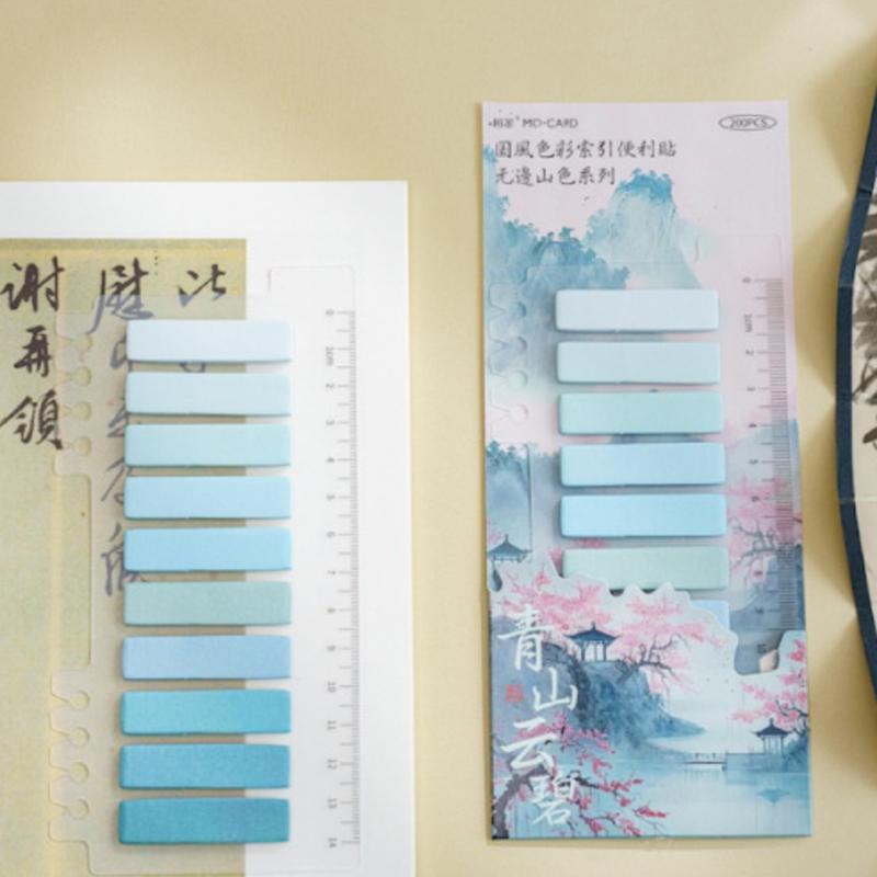 200Pcs Chinese Style Writable Sticky Notes Office Accessories Color Index Posted-It Notes Student Stationery Journaling Supplies