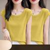 Women Modal T Shirt Short Sleeve Summer Slim Fit Flutter Sleeve Round Neck Comfortable Casual Tee