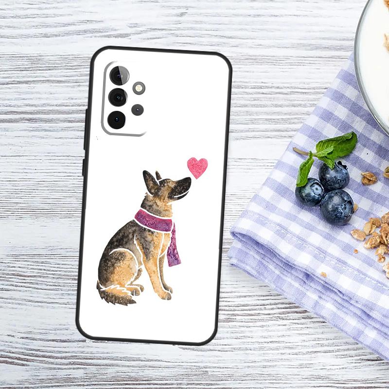Cartoon German Shepherd Dog Case For Samsung Galaxy A13 A23 A33 A53 A52 A32 A12 A56 A36 A16 A54 A34 A14 A15 A35 A55 A17