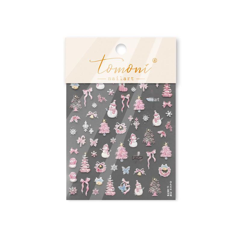 Tomoni Shell Light Pink Christmas Nail Stickers - Trendy Japanese Mix & Match Styles