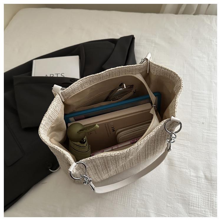 Gewebte Stroh-Tragetasche - Große Kapazität Einzel-Schultertasche für Lässige Sommer 2025 Mode