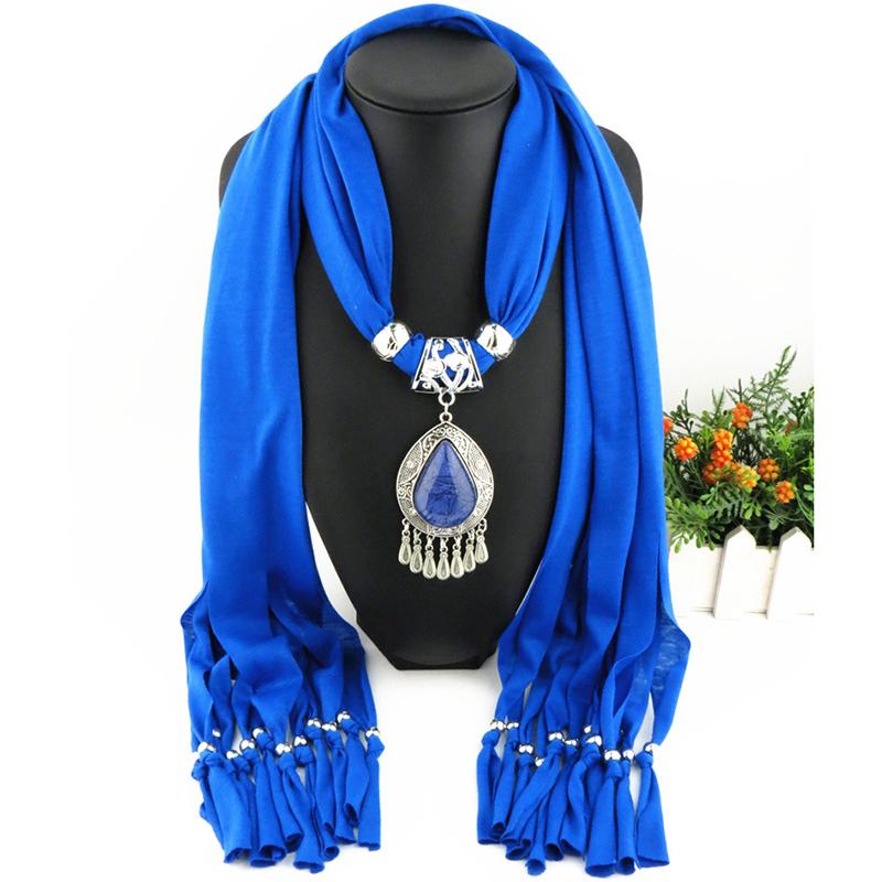 Elegant Polyester Scarf with Teardrop Pendant & Tassels – Women’s Stylish Solid Color Fashion Accessory