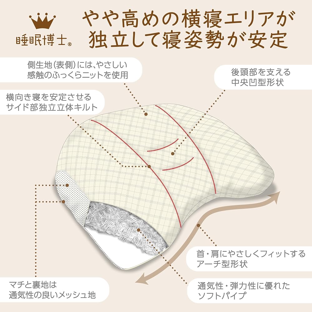 Nishikawa Sleep Doctor Side Sleeping Support Pillow, Low Height, Washable, Developed in