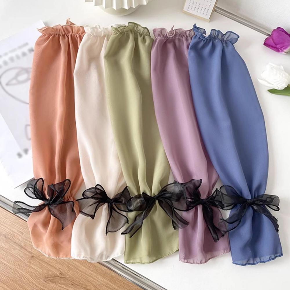 Sunscreen Bow Tie Sheer Arm Sleeves Women Ice Silk Arm Protection UV Protection Gloves Arm Sleeves Lolita Fingerless Glove