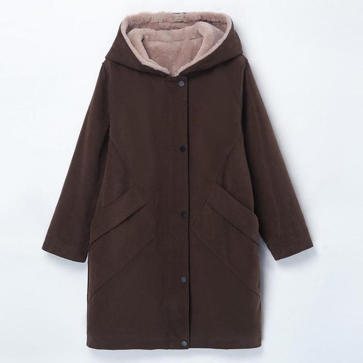 2024 Women Autumn Winter Thickened Cotton Padded Parker Jacket Mid Length Coat for Middle Aged