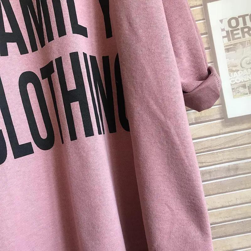 Frühling und Herbst Plus Size Damen Loose Pullover Mittellanges, dickes, langärmliges T-Shirt mit Buchstabendruck