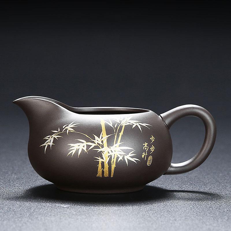 Purple Sand Is Rising Justice Cup With Handle Tea Dispenser Ceramic Household Lotus Kung Fu Tea Set With Average Cup Tea Sea