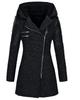 Autumn and Winter New Oblique Zipper Hooded Woolen Trench Coat Medium and Long Thickened Warm Jacket Cotton Clothes Women's Coat