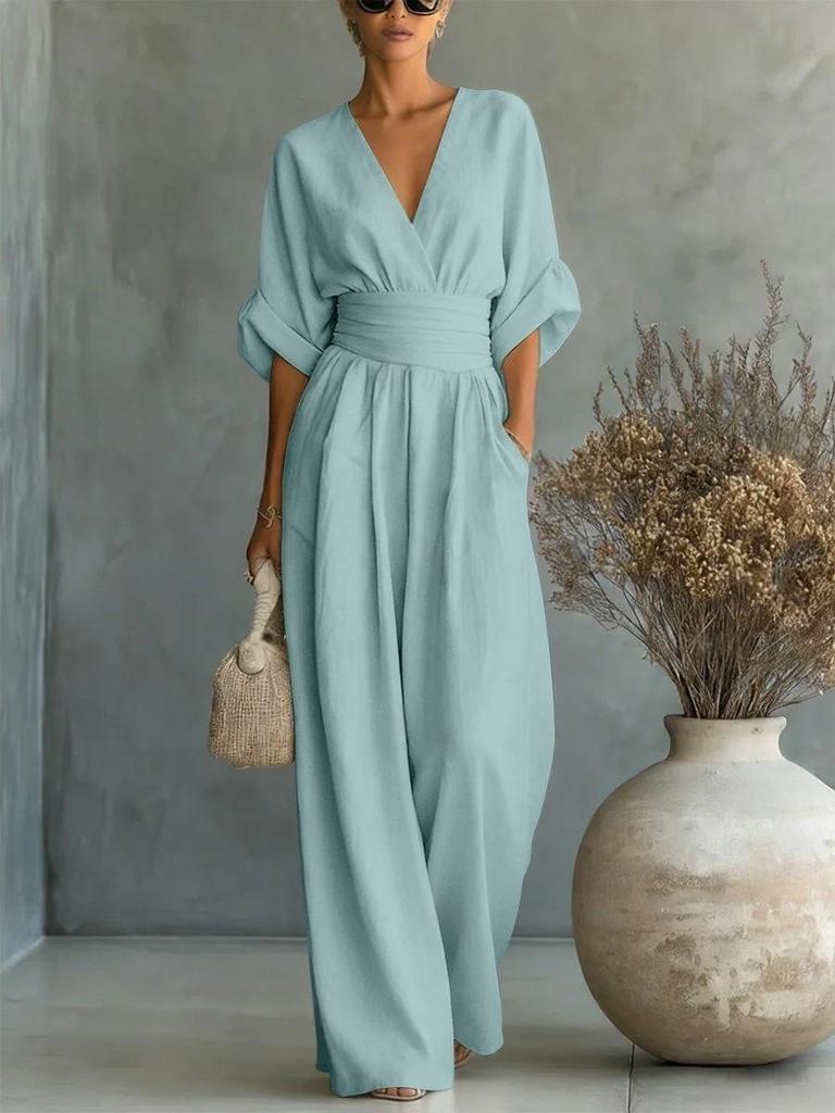 Women's Sexy V-neck Ruffled Fashion Jumpsuit 2026