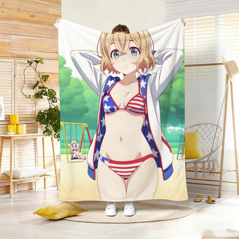Comedy Anime R-rent a G-girlfriend Throw Lightweight 240g Flannel Blanket Soft Skin-friendly for Summer Cooling