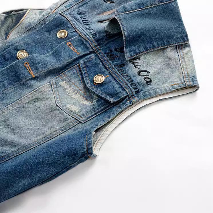 Men's Cool New Korean Slim Fit Denim Vest, Plus Size Sleeveless Casual Trendy Apparel