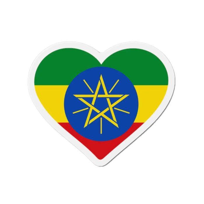 Aimant Coeur Drapeau Éthiopie - Multicolore - 10 cm - 50 pièces - Résine synthétique - Mixte