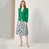 European Green Double-Breasted Women's Suit Jacket with Lion Head Buttons, V-Neck, Slimming Design, Versatile Style