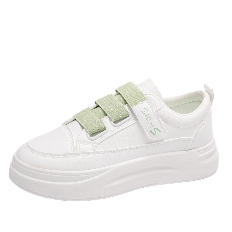 Dámské podzimní bílé tenisky na suchý zip v korejském stylu 2024 – Prodyšné, ležérní, sportovní boty