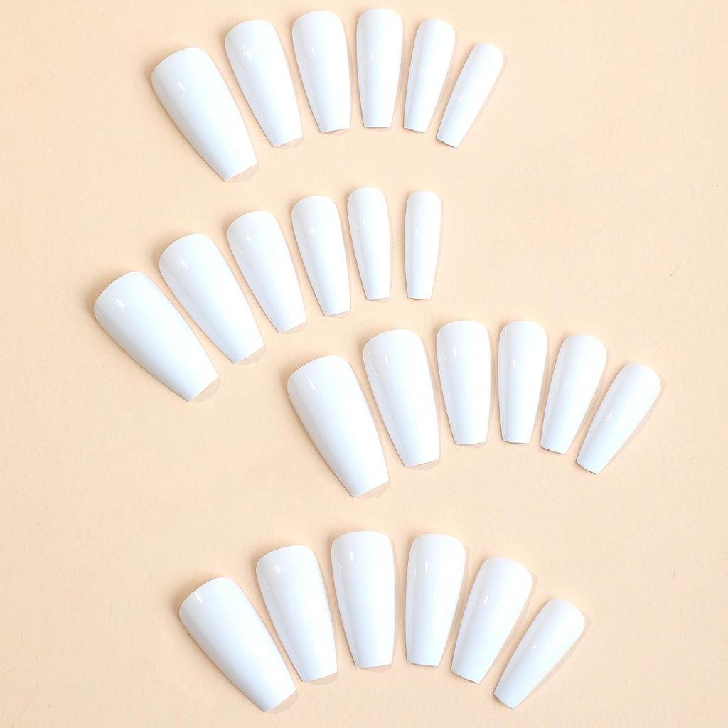 Exclusive Long Trapezoid White Wearable Nail Art Tips