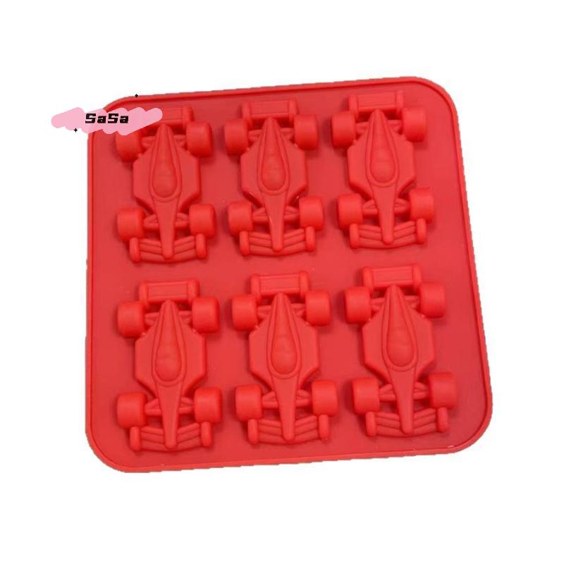 Moule à Glaçons en Silicone 6 Cavités Voiture de Course 3D Formule 1 Moule à Gelée Plateau à Glaçons pour Gobelet pour la Cuisson et le Refroidissement