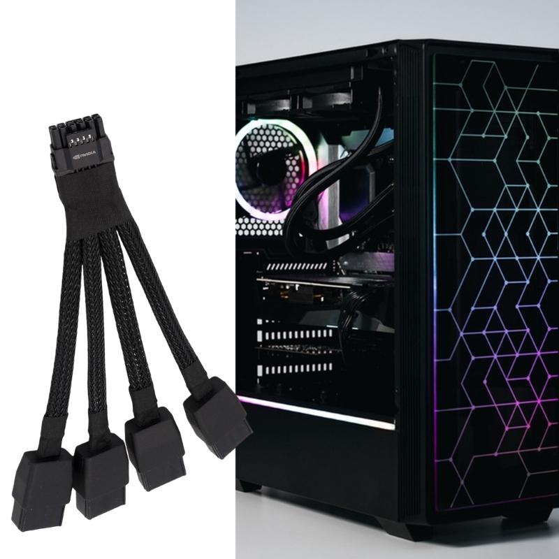 Powerful 600W PCIe 4x 8Pin Female To 16Pin Graphics Card Power Cable 12VHPW For Gaming PC Builds