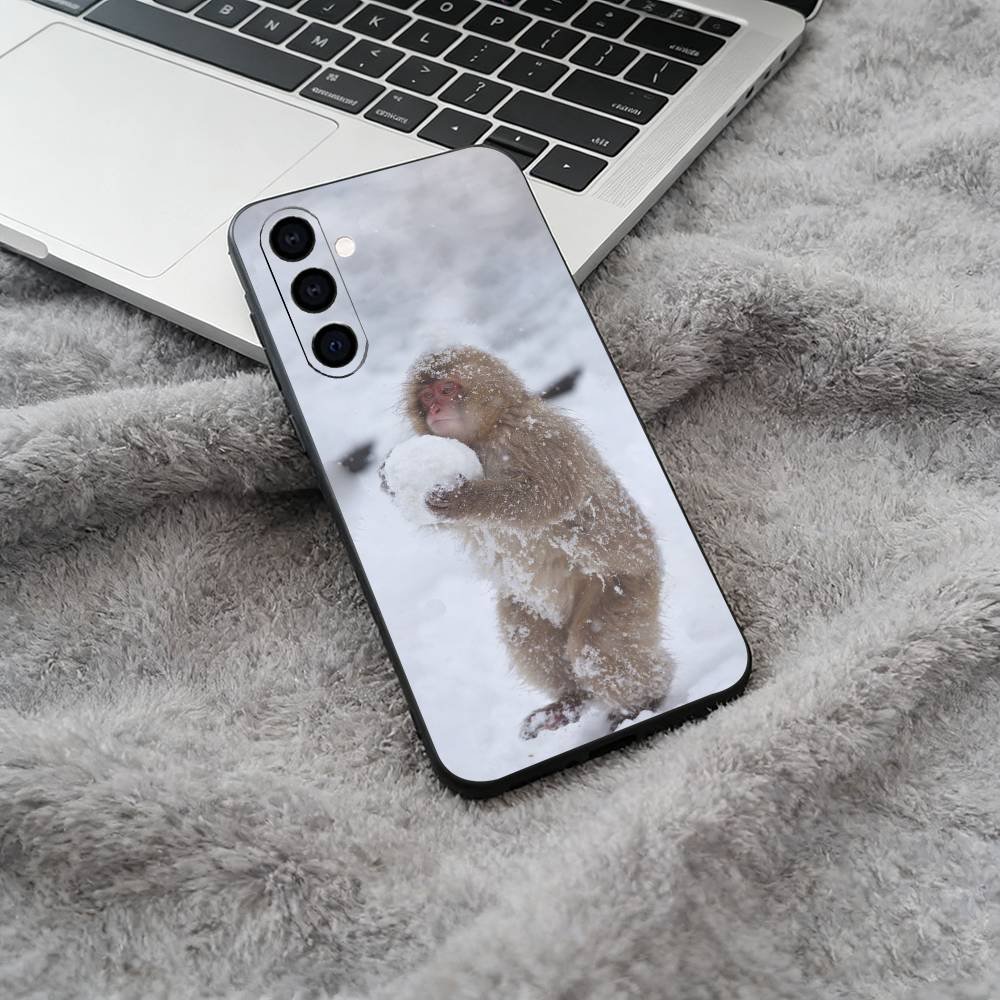 

C-Cute Funny Monkey Phone Case For Samsung Galaxy A73,A71 A72,A70,A53,A52,A51,Soft Silicone Black Cover Samsung a714g