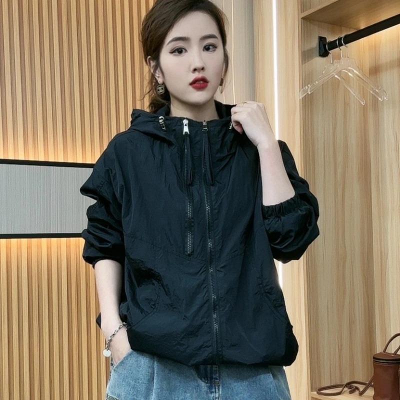 Women's Hooded Sun Protection Clothing Versatile Outdoor Korean Style Baseball Uniform Sun Protection Clothing for Outer Wear