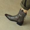 Genuine Leather Ankle Boots Shoes For Women Autumn Winter Vintage British Black Brown Party Motorcycle Shoe Ladies Large Size 48