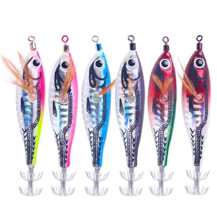 

6Pcs Glows Squid Jigs Lures Cuttlefish Sleeve Squid Jigs Baits Night Fishing Octopus Lures Hard Artificial Shrimp Baits 7.8CM 5.5G