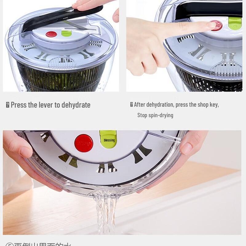 ZISIZ 5L Press-Type Salad Spinner & Vegetable Washer