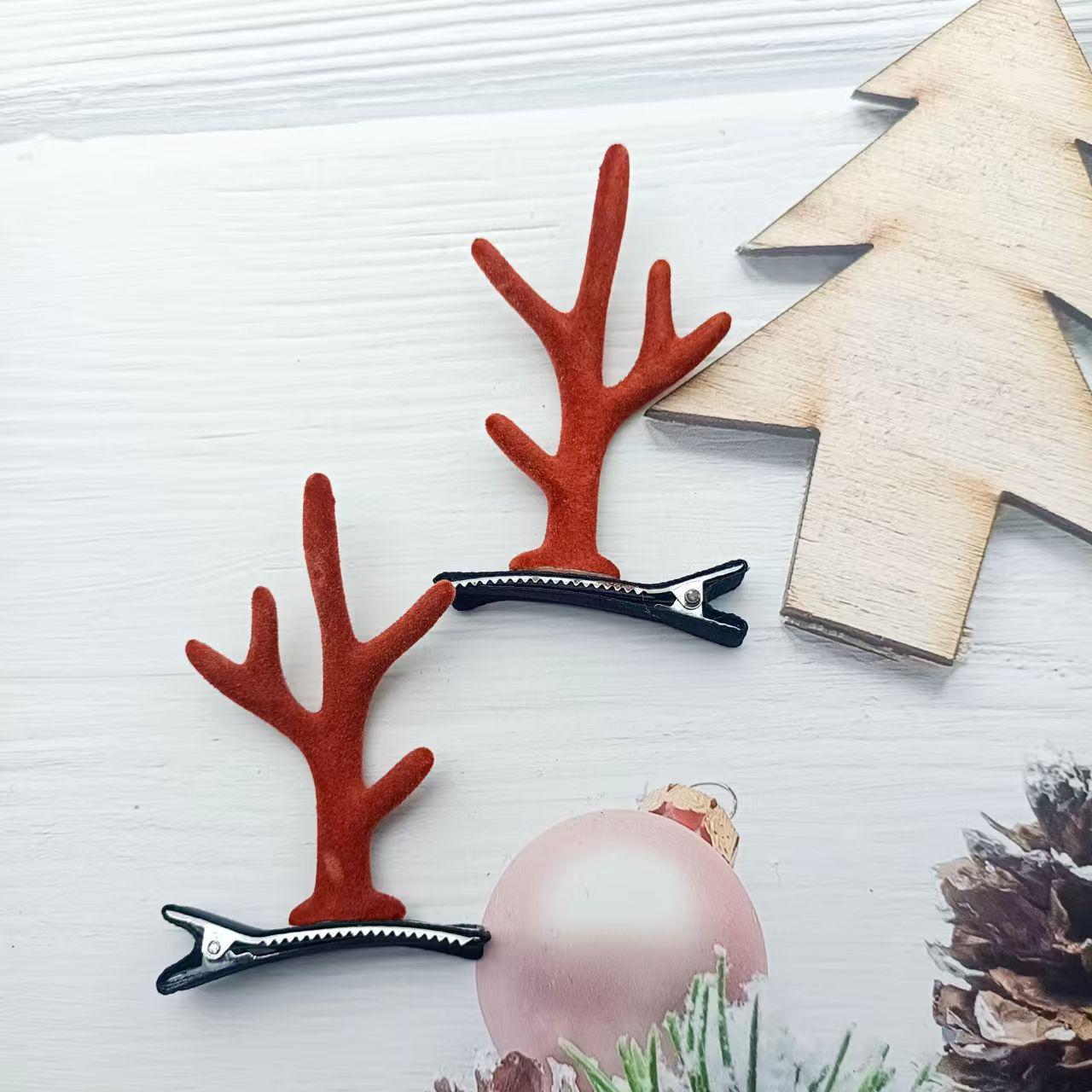 

Праздничная заколка для волос с рожками и колокольчиком - Милый мультяшный стиль для Рождества