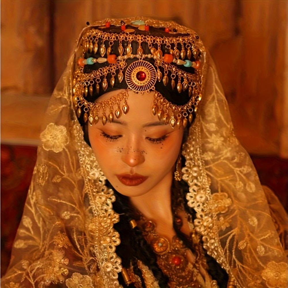 

1 шт., винтажный этнический головной убор, элегантная цепочка для волос с кисточками, женские аксессуары для волос