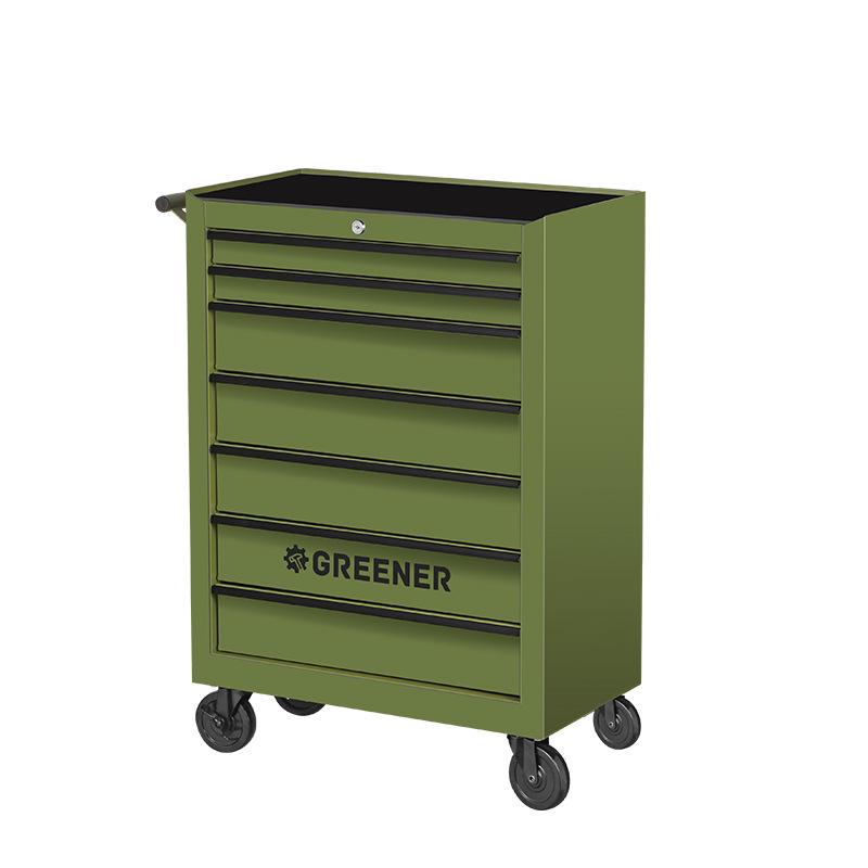 Green Forest Multifunctional Tool Cart with Drawers – Mobile Heavy-Duty Metal Workbench for Auto Repair and Workshop