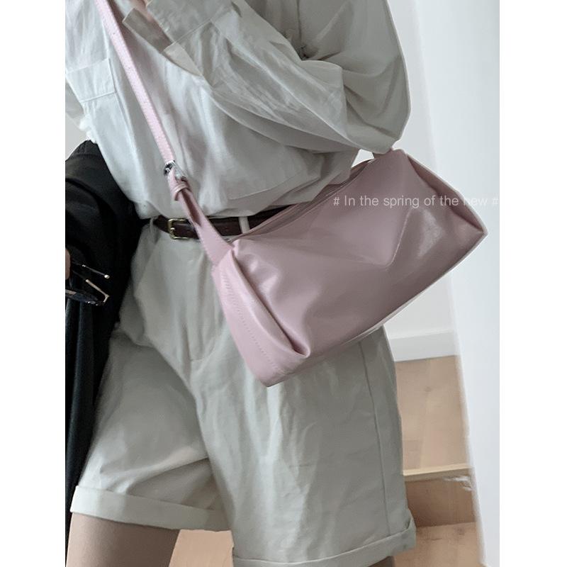 Korean Version of High-end Underarm Bag Women's 2025 New Fashion Soft Side Pillow Bag Wide Shoulder Strap One-shoulder Crossbody Bag