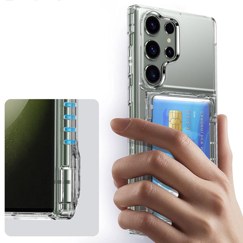 For Samsung Galaxy S23 Ultra Cell Phone Case Clear PC+TPU Flip Card Slot Cover