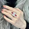Women's High-End Ruby Gemstone Ring: Cool, Versatile Style with Full Diamond Accents