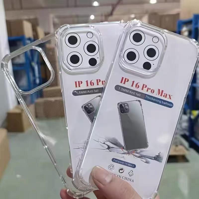Transparent Drop-Proof Phone Case for iPhone 14/16/16E/Space Pro Max, Full Coverage, Suitable for Apple