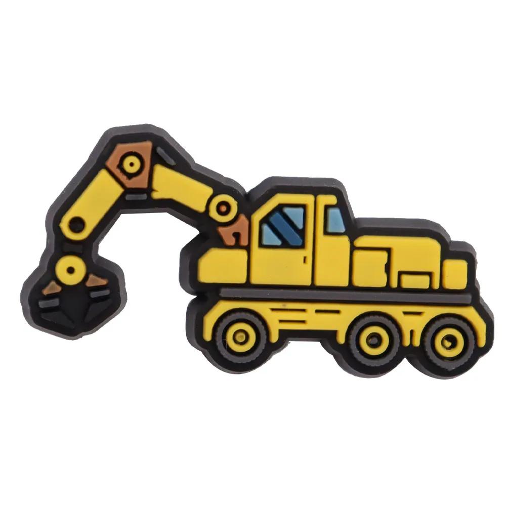 1Pcs PVC Mix Construction Vehicle Excavator Boys Buckle Clog Cool Children Cranes Car Shoe Charms Accessories Shoe Charm