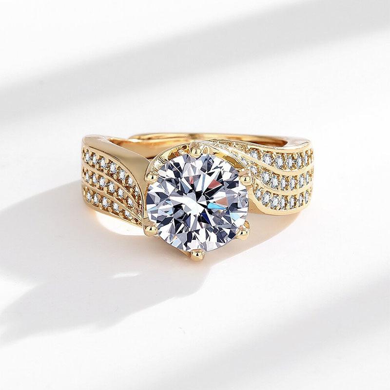 Lamp Luxury Three-Carat Super Flash Eight Hearts And Eight Arrows Zircon Ring Women'S Advanced Sense Open Index Finger Ring